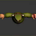 Cartoon Style 3D Game and Movie Character in Green Uniform With Mustache and Hat
