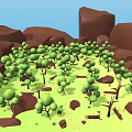 Cartoon Tree Cartoon Forest Cartoon Stone Low Poly Tree Meadow Stone Block 3d model