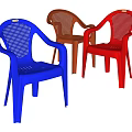 Colorful Plastic Dining Chairs With Mesh Back Seat And Armrests In Blue Brown Red