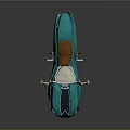 Turquoise Motorcycle with Brown Seat Streamlined Body and Unique Headlight Design