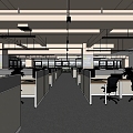 Modern Staff Office Area Company Staff Office Area Public Office Area Office Area Workstation Original Black and Grey Top Pipe Top Staff Express Cabinet Strip Lamp Office 3d model