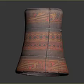 Red Patterned Ceramic Clay Pot With Dark Interior On Shiny Reflective Surface