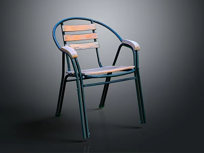Stylish Modern Armchair Design With Metal Frame And Wooden Seat Backrest 3d model
