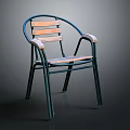 Stylish Modern Armchair Design With Metal Frame And Wooden Seat Backrest