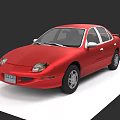 Red Sedan Car Parked On White Platform With Black Background 3d model