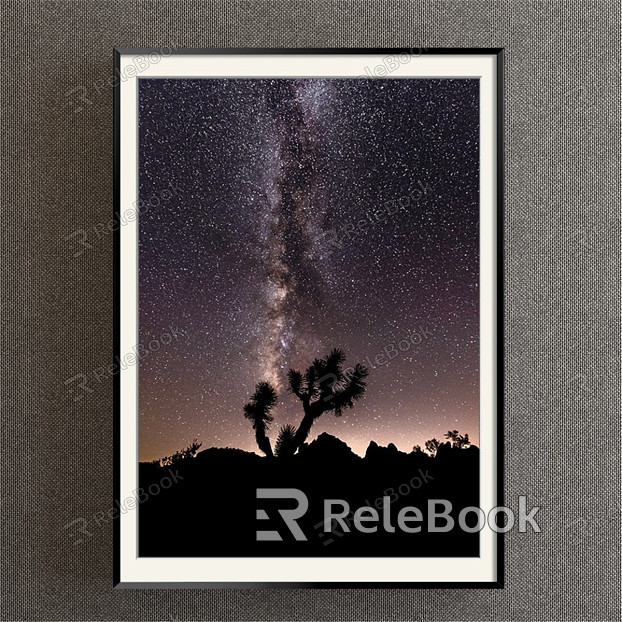 Modern landscape painting simple brown study landscape starry sky decorative painting model