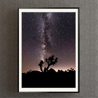 Modern landscape painting simple brown study landscape starry sky decorative painting 3d model