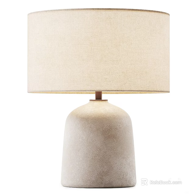 Modern Beige Table Lamp With Linen Shade And Ceramic Base Design 3d model 