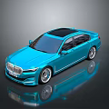 Blue BMW Sedan with Modern Design Black Roof and Reflective Surface