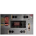 Modern Stainless Steel Kitchen Stove With Transparent Grill Rack And Red Grilled Skewers