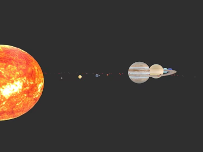 Solar System Planets Arrangement Featuring Sun Jupiter Saturn And Celestial Bodies 3d model