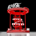 Red Coca Cola Themed Display Structure With Brand Logo And Promotional Elements 3d model