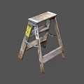 Wooden Step Ladder With Two Steps Sturdy Structure For Home Use