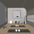 Modern Home Fitness Space With Dumbbells White Chairs Mirrored Walls And Wooden Floor