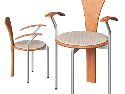 Modern Single Chair With Wooden Frame Metal Legs And Upholstered Seat 3d model