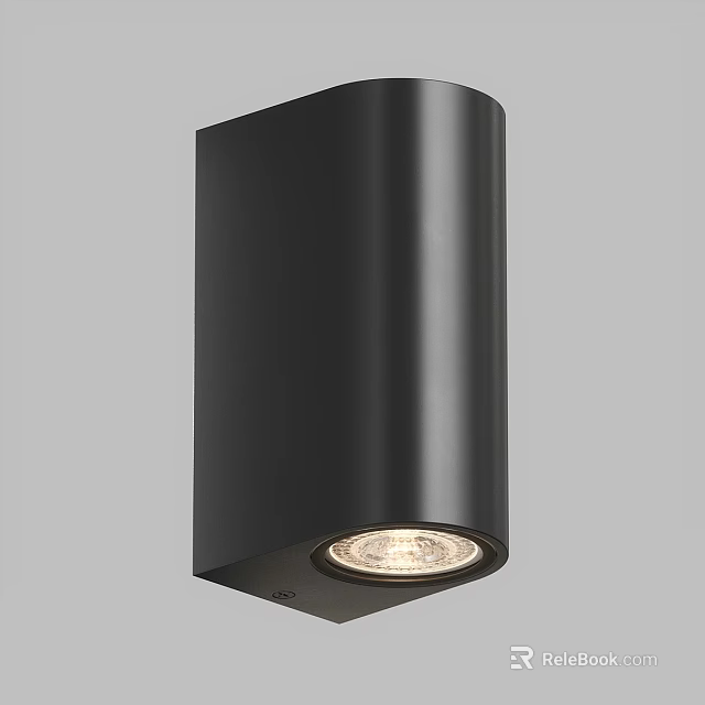 Modern Black Cylindrical Wall Lamp With Sleek Design For Interior Lighting 3d model 