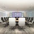 Modern Conference Room Interior With Meeting Table Chairs And Large Screen 3d model