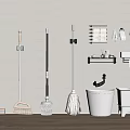 Bathroom Accessories With Mop Broom Cleaning Tools Towel Rack Towels Sink And Toilet Brush