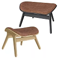 Modern Style Wooden Leg Brown Fabric Cushion Stool For Living Room
