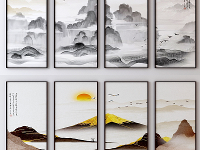 New Chinese Landscape Painting, Decorative Painting, Hanging Painting, Calligraphy and Landscape Painting model