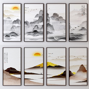 New Chinese Landscape Painting, Decorative Painting, Hanging Painting, Calligraphy and Landscape Painting 3d model