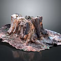 Natural Weathered Tree Stump Decorative Piece With Bark Texture And Earth Tones