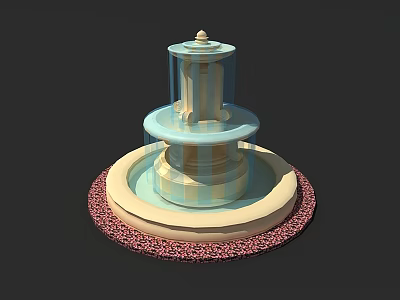 Outdoor Three Tiered Garden Ornament Fountain With Red Gravel Base 3d model
