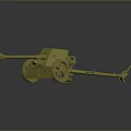 Vintage Cannon 3D Model with Wheels Carriage and Long Barrel