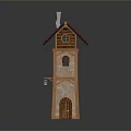 Charming Scenic Tower with Red Roof Wooden Structure and Stone Wall Windows