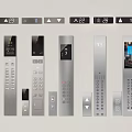 Various Elevator Control Panel Designs With Digital Displays Buttons And Floor Indicators 3d model