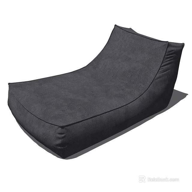 Modern Black Bean Bag Chair with Comfortable Fabric for Living Room Relaxation 3d model 