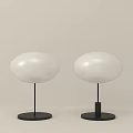 Two Modern Spherical Table Lamps With White Shade And Black Stand 3d model
