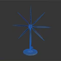 Modern Air Conditioner Fan With Metal Multiple Blades And Round Base Structure 3d model