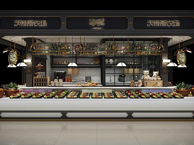 Fresh Fruit Store With Variety Of Wholesale Fruits And Well Arranged Display Counter 3d model
