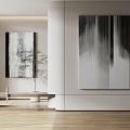 Modern Decorative Painting Black and White Decorative Frameless Painting Fashion Hanging Painting Plant Abstract Painting 3d model