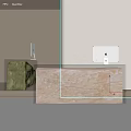 Minimalist Bar Counter With Natural Stone Top And Apple Desktop Monitors