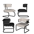 Modern Leisure Chairs With Sleek Metal Frames And Colored Upholstered Seats