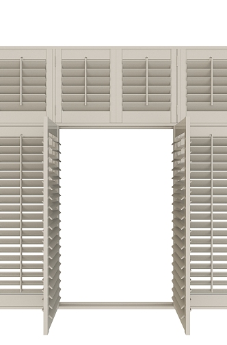 Solid Wood Shutters White Window Paint Light Luxury 3d model