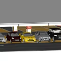 Indoor Parking Garage With Various Colored Cars And Clear Floor Markings