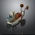 Colorful Toy Car With White Body Red Seat Yellow Parts Orange Lights And Wheels