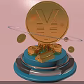 Yen Symbol On Blue Base With Gold Coins And Shining Gold Bars