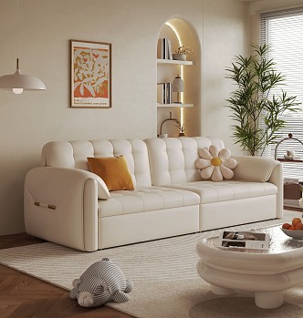 Cream style double sofa 3d model