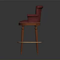 Elegant Red Velvet Tufted Bar Stool With Wooden Legs And Golden Ring