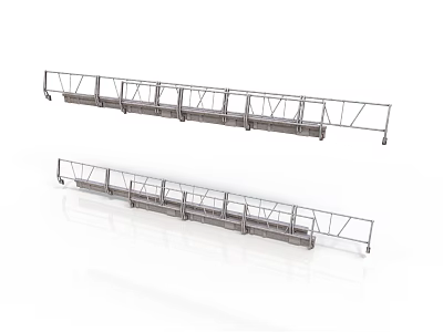 Suspended Construction Scaffolding Units With Metal Railings Platforms And Support Frames 3d model