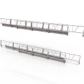 Suspended Construction Scaffolding Units With Metal Railings Platforms And Support Frames