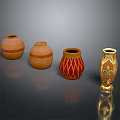Decorative Ceramic Vases With Various Colorful Patterns And Golden Accents