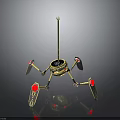 Multi Legged Metallic Mechanical Creature With Red Leg Details And Circular Central Part 3d model