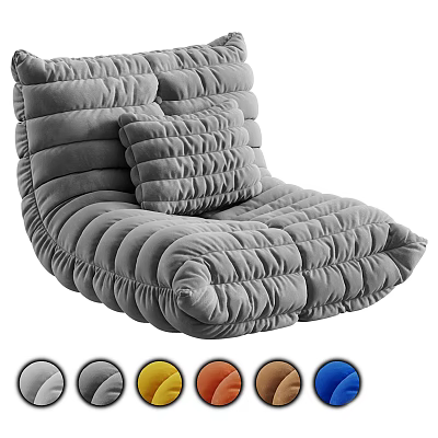 Comfortable Plush Lazy Sofa With Multiple Color Options And Soft Fluffy Cushions 3d model