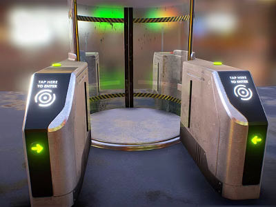 VIP Entrance Gates With Green Arrows For Public Facility Security Access 3d model
