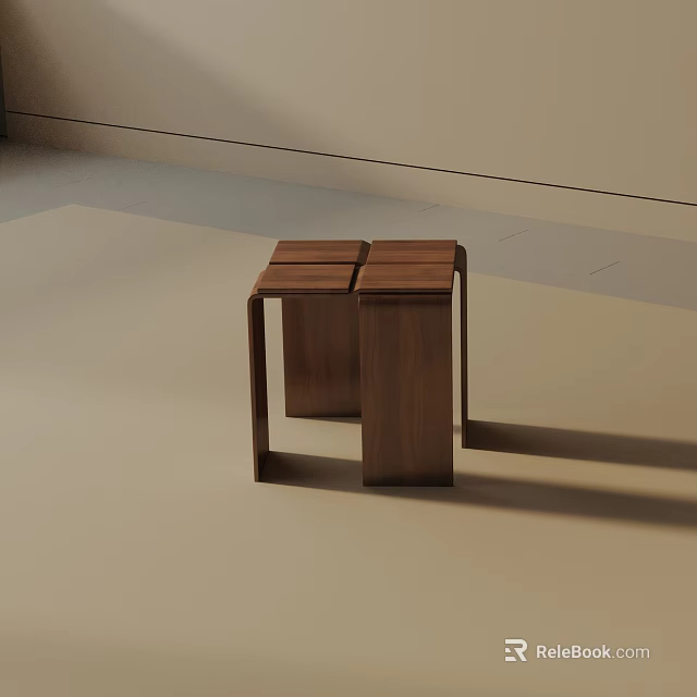 Modern Wooden Side Tables With Geometric Design Sleek Legs In Minimalist Interior 3d model 